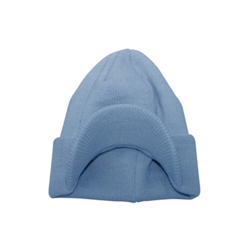 The Vintage Year Visor Beanie Billed Knit Radar Cuff Skull Cap Sports Outdoor Winter Stretch Acrylic One Size Men Women - color: Sky Blue