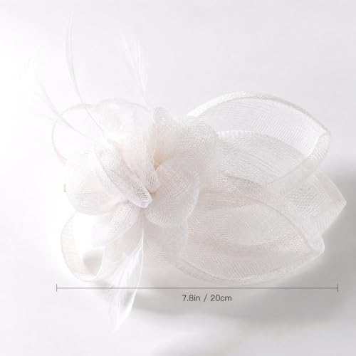 Sinamay Fascinator Hat Headband Clip for Women Tea Party - color: White-01