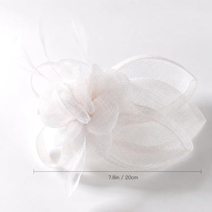 Sinamay Fascinator Hat Headband Clip for Women Tea Party - color: White-01