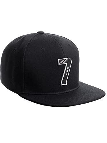 Daxton Classic Snapback 3D Alphabet A to Z Numbers Initials Flat Bill Visor Cap - color: Black, style: Number 7