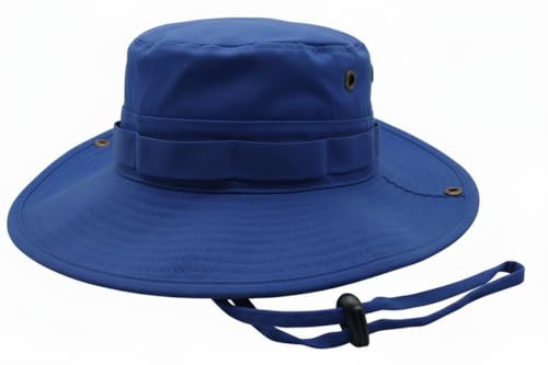 High Qualty Sun Hat 100% Cotton Size Adjustable Men Women Fishing Outdoor UPF 50+ Breathable Boonie Hat Summer UV Protection - color: Royal Blue