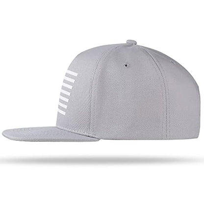 UALON Baseball Cap, Snapback Trucker Hat for Men & Women with American Flag and Adjustable, Breathable Mesh, Flat Bill Hats - color: Gray