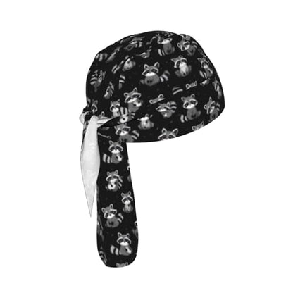 Adjustable Cycling Cap, Quick Dry Sports Bandana Skull Cap Helmet Liner - color: Funny Gray Raccoons