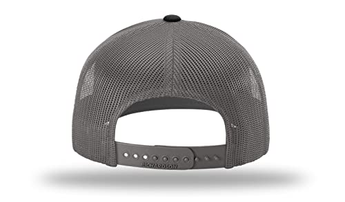 Richardson 112 Classic Six-Panel Adjustable Snapback Trucker Cap - color: Black/Charcoal (Xl)
