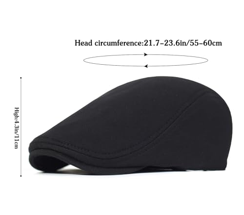 2 Pack Newsboy Cap for Men Women Flat Cap Beret Ivy Cabbie Hat - color: Black + Light Gray