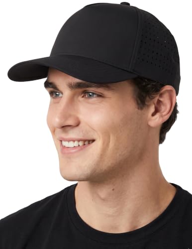 Funky Junque Mens High Crown Golf Hat, Performance Golf Cap - color: Black