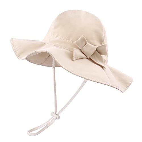 BAVST Baby Sun Hat Girls Floppy Bucket Hat Summer Toddler Outdoor Cap for Swim Beach - color: Beige, size: 6-12 Months