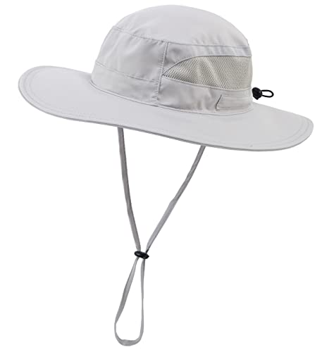 Connectyle Women's UPF 50+ Sun Hat UV Protection Wide Brim Bucket Hat Summer Beach Hats Fishing Hiking Outdoor Safari Hats - color: Light Grey