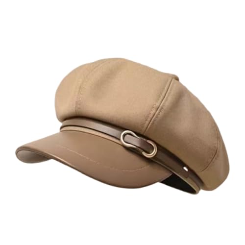 Newsboy Cabbie Baker Hat Octagonal Beret Cap Pageboy Visor Paperboy Hats Sailor Fiddler Caps for Women Men - color: Khaki