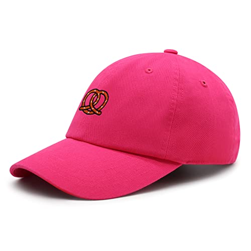 JPAK Pretzel Premium Dad Hat Embroidered Cotton Baseball Cap Snack - color: Hot Pink