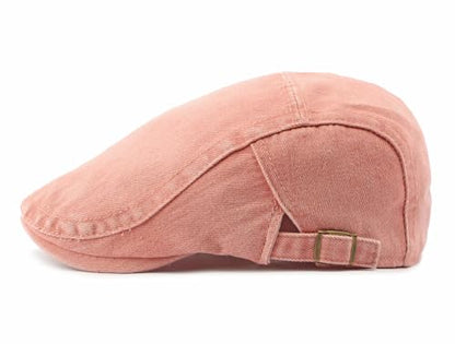 Cotton Newsboy Cap,Breathable Ivy Gatsby Cabbie Beret Hat for Men's Women Driving Hunting Golf - color: Denim Pink