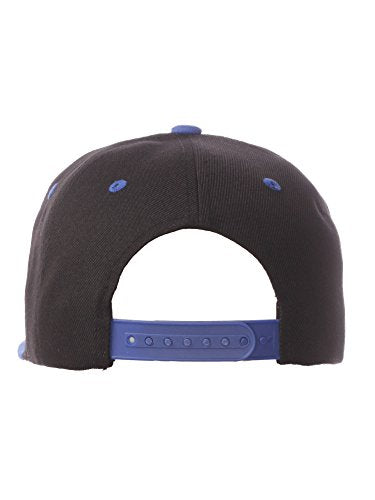 Original Team Coach Snapback Hat Classic Layered Arched Letters Flat Bill Cap - color: Black Royal Hat White Royal Letters