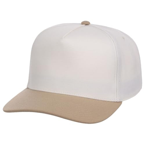 Lids Blank Hook Shot A-Frame Adjustable Snapback Hat – Breathable Mesh & Lightweight | Curved Bill | One Size Fits Most - color: Ivory/Tan