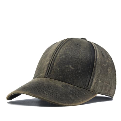 Heavy Washed Coated Canvas Wax-Look Adjustable Low Profile Men Women Baseball Cap - color: Structured Brown S