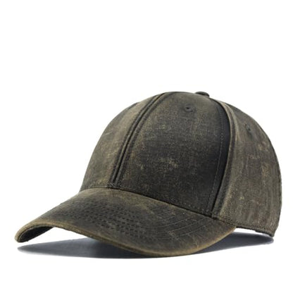 Heavy Washed Coated Canvas Wax-Look Adjustable Low Profile Men Women Baseball Cap - color: Structured Brown S