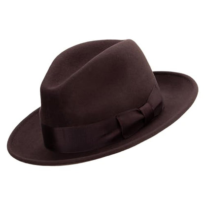 Jeanne Simmons Men's Wide Ribbon Band Fedora Hat - color: Brown, size: X-Large
