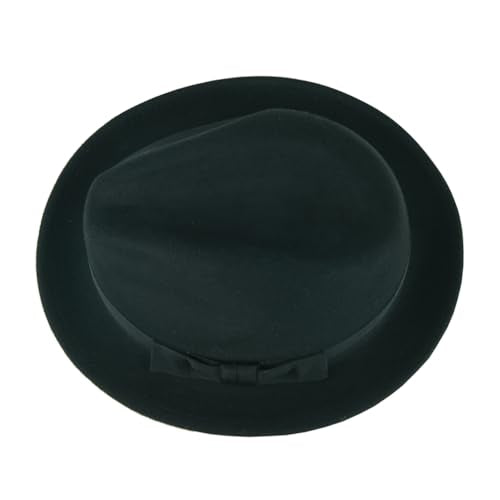 FREEBIRD99 Men's Wool Felt Trilby Hat Short Brim Fedora Hat - color: Black
