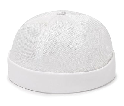 DIYDECAL Mens Mesh Brimless Cap,Summer Skullcap Docker Beanie Hat - color: White