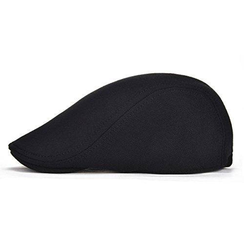 VOBOOM Men's Cotton Flat Ivy Gatsby Newsboy Driving Hat Cap - color: Black