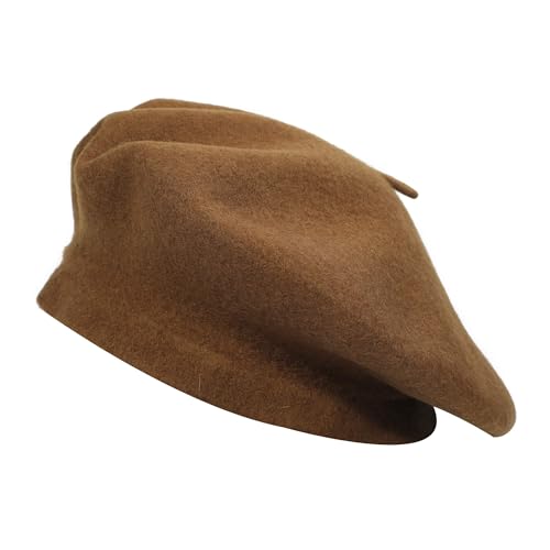 ZLYC Wool French Beret Hat Solid Color Classic Artist Cap for Women - color: Brown