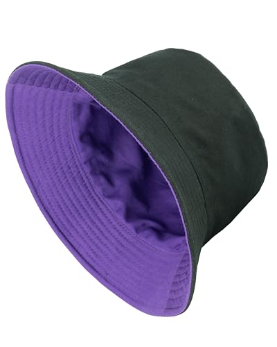 Gelante Reversible Bucket Hat for Men and Women - Cotton, Outdoor Sun Protection Bucket Hats. - color: Purple/Black