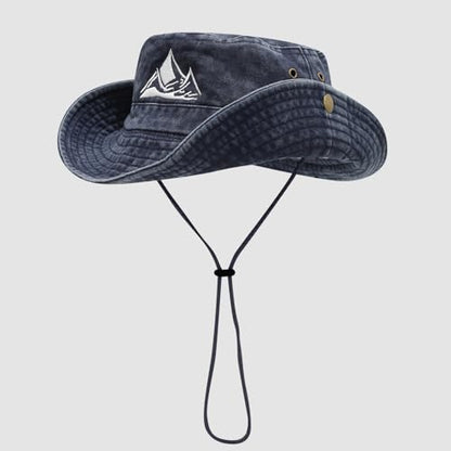 Sun Bucket Hat for Men Women Fishing Beach Safari Trendy Cotton Cowboy Cap for Golf Hiking Hunting Outdoor Boonie - color: Mountain Navy