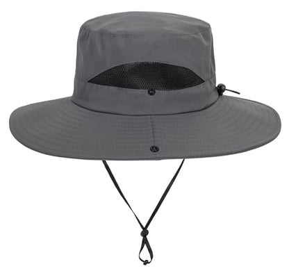 Kids Sun Hat with UV Protection Beach Bucket hat Safari Boonie Cap - color: Grey
