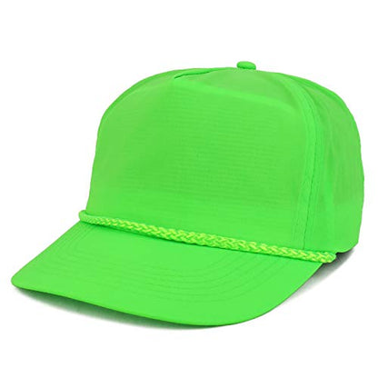 Armycrew 5 Panel Neon Color Nylon Crinkle Cap with Rope Band - color: Neon Green