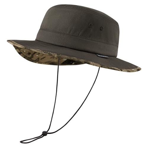 UPF 50+ Foldable Sun Hat Patterned Under Brim Bucket Hats for Summer Hiking Fishing Beach Safari Men Women - color: Brown, size: Medium