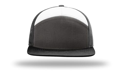 Richardson 168 Hi-Pro 7 Panel Adjustable Snapback Trucker Mesh Back Cap - color: Charcoal/Black/White