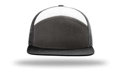 Richardson 168 Hi-Pro 7 Panel Adjustable Snapback Trucker Mesh Back Cap - color: Charcoal/Black/White