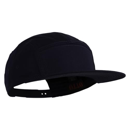 5 Panel Superior Cotton Twill Flat Bill Camper Cap - color: Navy