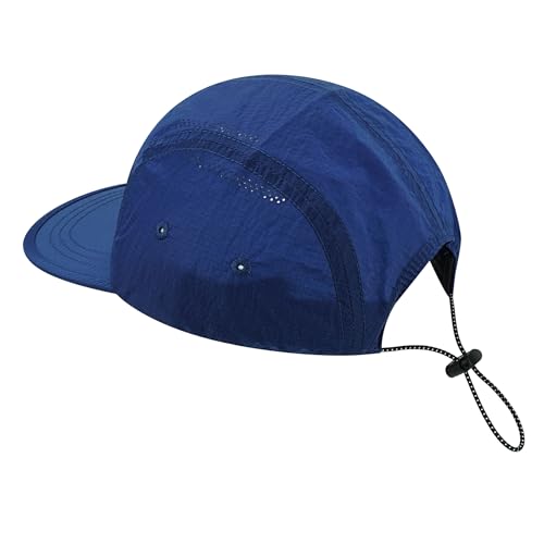Croogo Short Brim Baseball Cap Flat Bill 5 Panel Hat Mesh Quick Drying Caps - color: Blue
