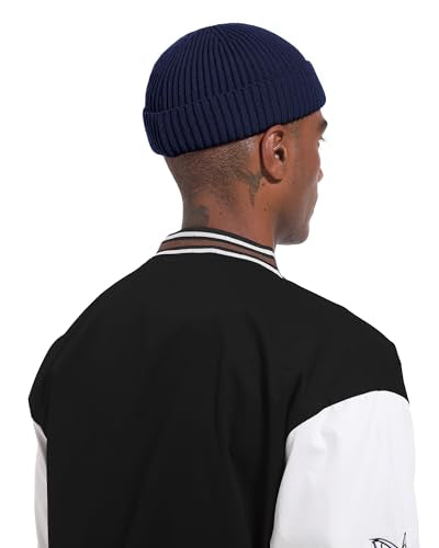 Short Fisherman Beanie for Men Women Wool Fleece Lined Winter Hat - color: 1pcs-navy Blue