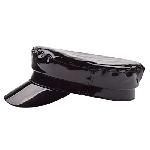 Cap Student Hat Leather Cap Baseball Cap Sun Hat Casual Hat Solid Color - color: Black