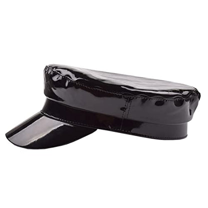 Cap Student Hat Leather Cap Baseball Cap Sun Hat Casual Hat Solid Color - color: Black