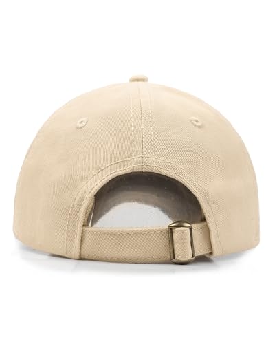 Zylioo Small Baseball Cap for Men Women, Adjustable Unstructured Dad Hat - color: Khaki-fits 21.7"-22.4"/55cm-57cm