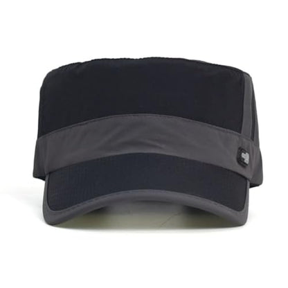 FASHIXD Mesh Military Hat for Men Summer Army Cap Quick Qry Short Bill Hat Cadet Caps - color: Black