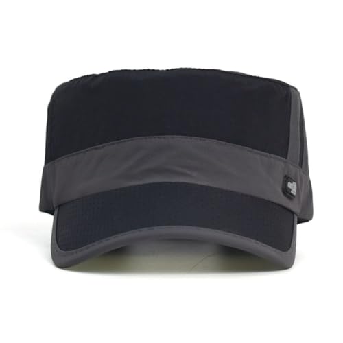 FASHIXD Mesh Military Hat for Men Summer Army Cap Quick Qry Short Bill Hat Cadet Caps - color: Black