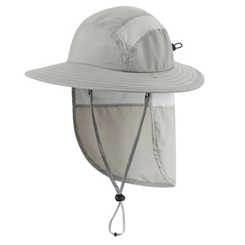 Home Prefer UPF 50+ Boys Sun Hat with Neck Flap Wide Brim Summer Beach Bucket Hat for Boys Girls Toddler Kids Safari Hat - color: Gray