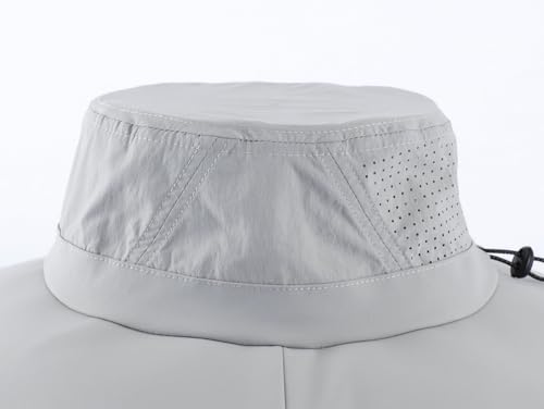 Home Prefer UPF 50+ Sun Hats for Men Women Foldable Wide Brim Fishing Hat Quick Dry Summer Outdoor Garden Safari Bucket Hat - color: Light Grey
