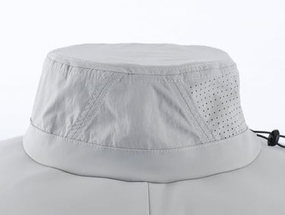 Home Prefer UPF 50+ Sun Hats for Men Women Foldable Wide Brim Fishing Hat Quick Dry Summer Outdoor Garden Safari Bucket Hat - color: Light Grey