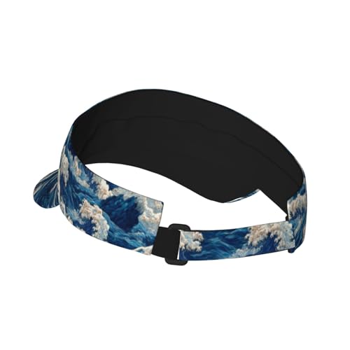 Sports Sun Visor Hat for Men Women, Adjustable Breathable Golf Tennis Cap - color: Japanese Waves