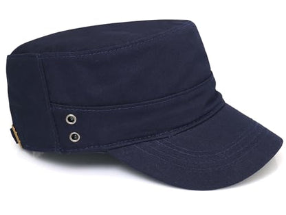 Initlove Cadet Army Cap Military Unisex Flat Top Hat for Men Women - color: Navy