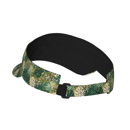 Adjustable Lightweight Open Top Sports Sun Visor Hat Cap for Golf Tennis - color: Green Tropical Leopard