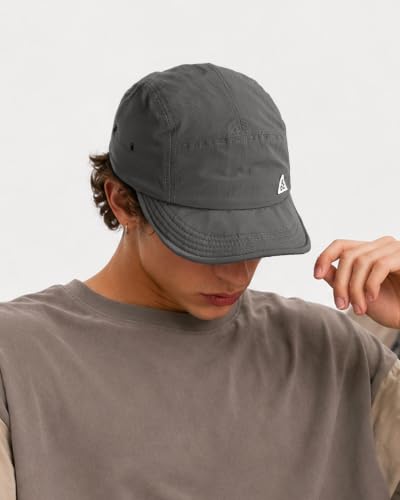 Croogo Quick Dry Short Brim Baseball Cap 5 Panel Lightweight Running Hat - color: Ddy1-gray