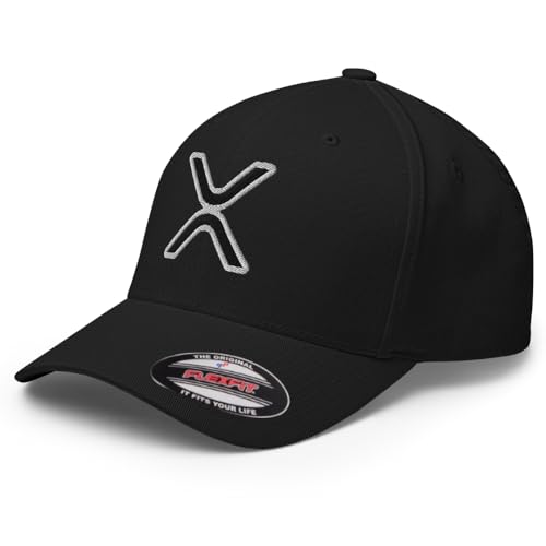 FX XRP Fitted Hat Embroidered Curved Bill Mid Crown Closed-Back Structured Twill Cap - color: Black, size: Large-X-Large