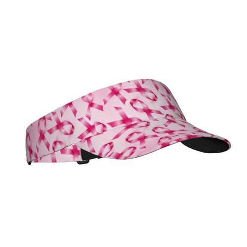 Sports Sun Visor Hats Adjustable Men Women Lightweight Packable Cooling Empty Top Visor Hat for Running, Tennis, Golf - color: Pink Ribbons