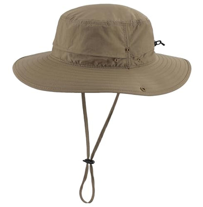Connectyle Sun Hat for Men Women Outdoor UV Protection Safari Hat for Fishing Hiking Gardening Breathable Cowboy Hat UPF50 - color: Dark Khaki