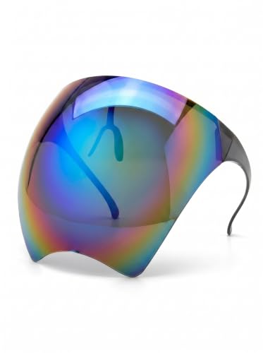 Full Face Shield Visor Sunglasses - Futuristic Rainbow UV Blocking, Blue - color: Gradiance Blue